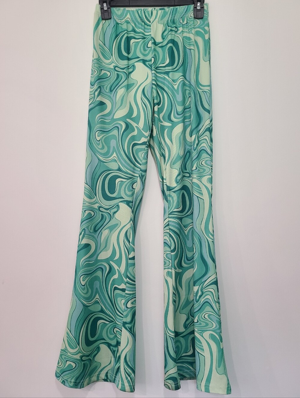 SHEIN Teal & Mint Swirl Flare Pants